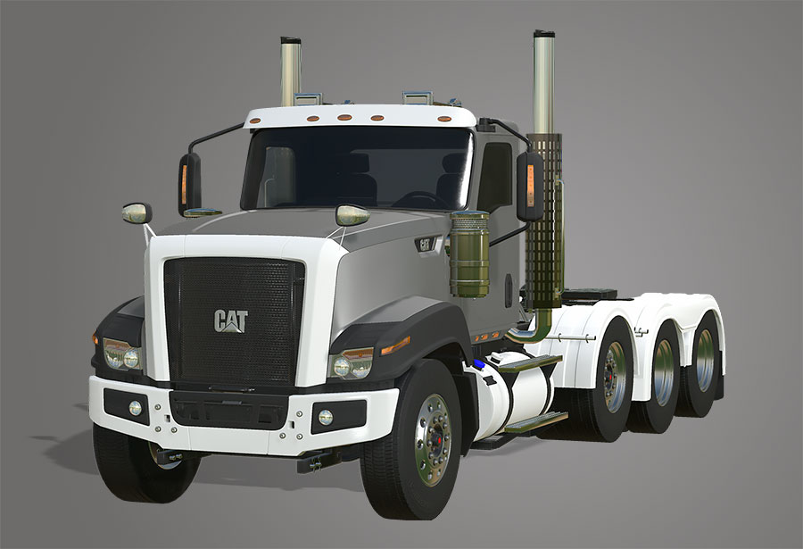 A close up of the Cat CT680 FS19 mod