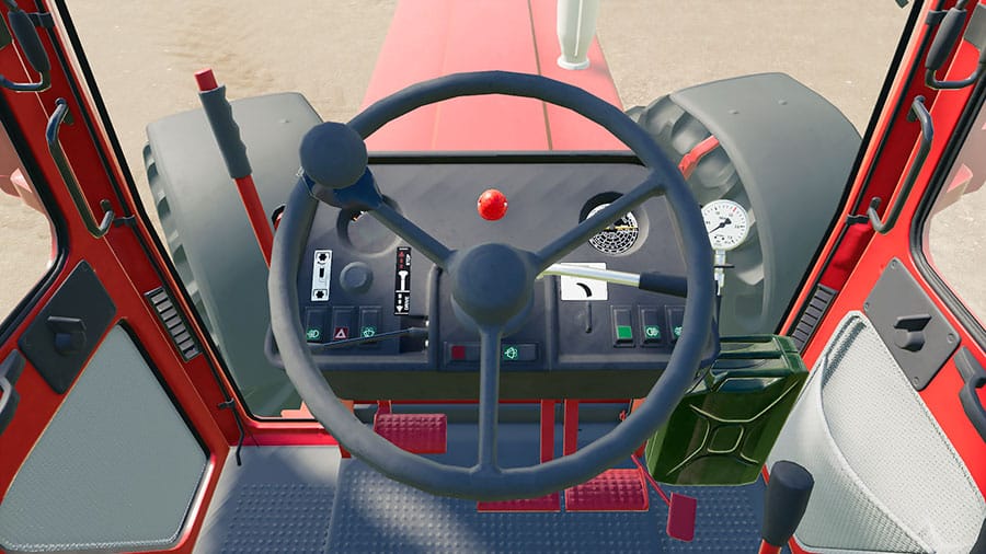 The driver's perspective of an IH C-Series tractor