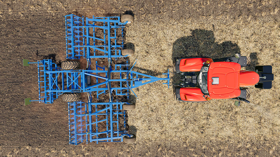 An image from above showing the working width of the Köckerling Allrounder Profiliner 850