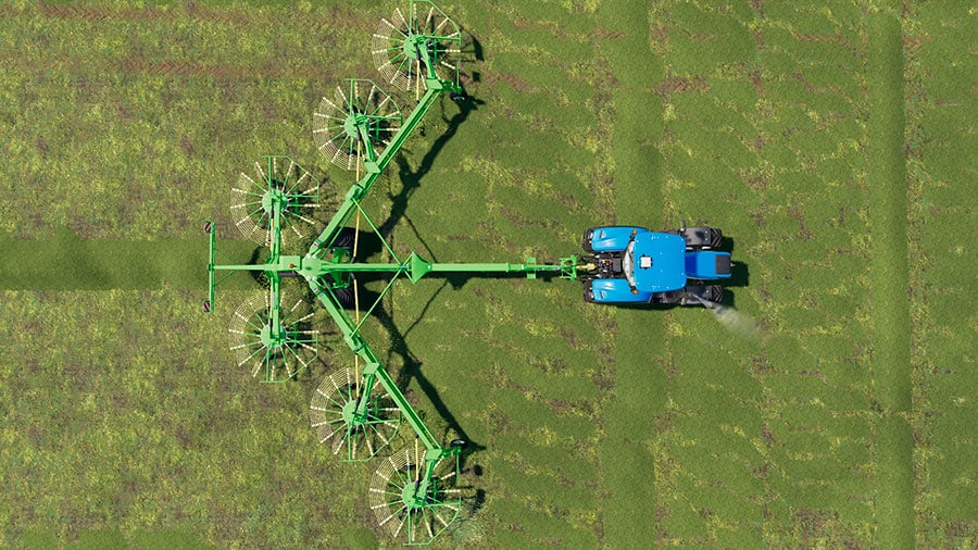 A birds-eye view of the Krone Swadro 2000, demonstrating the working width