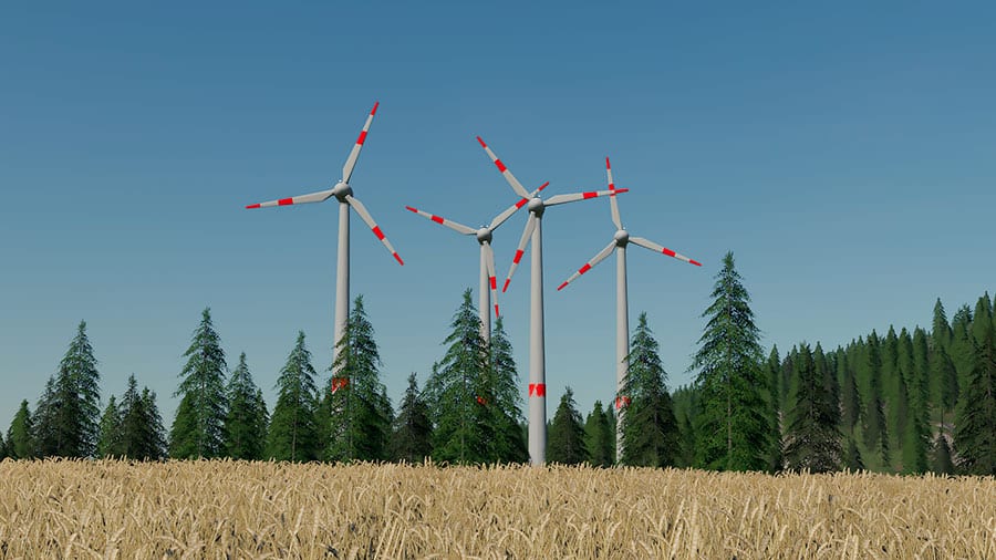 A demonstration of the asynchronous rotation when several wind turbines are placed close