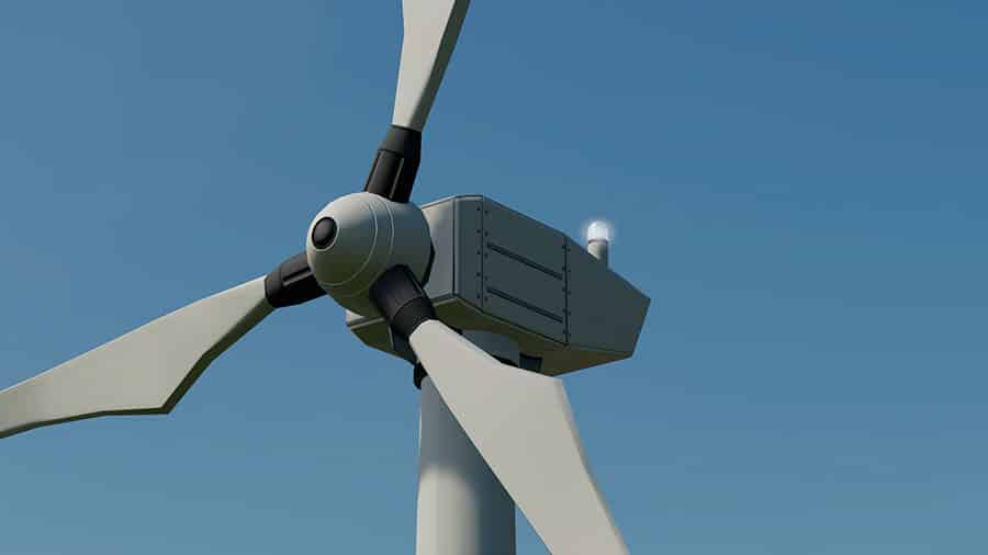 Close up of the large wind turbine